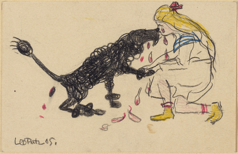 Leo Putz, Postkarten-Serie /22 Weinendes Mädchen mit Hund