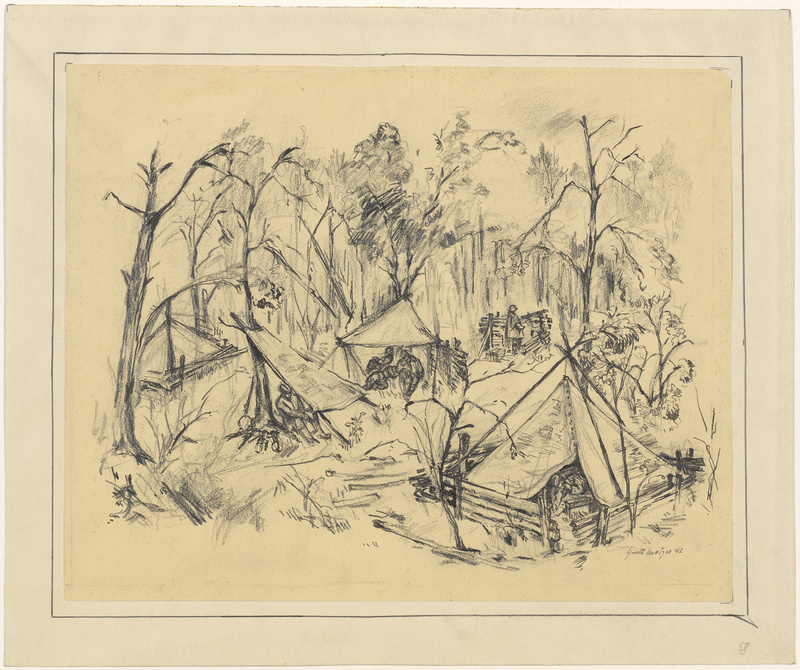 Gustl Kratzer, Zeltlager im Wald, 1942