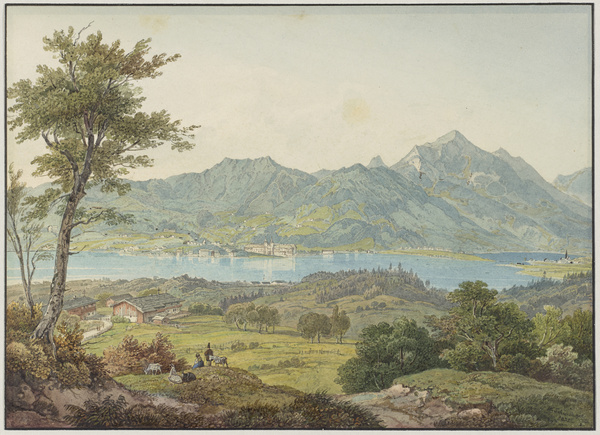 Wilhelm Scheuchzer, Blick auf Tegernsee (von Bad Wiessee aus gesehen), 1835