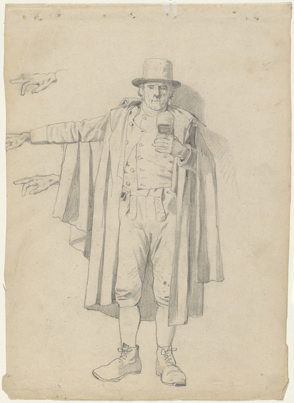 Reinhard Sebastian Zimmermann, Studie zu stehendem Mann in Umhang und Hut