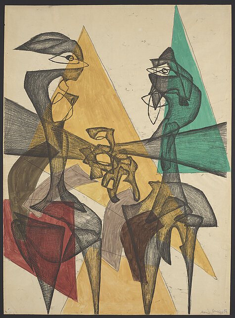 Maria Jarema, Dwie siostry (Two Sisters), 1954. National Museum in Warsaw (Muzeum Narodowe w Warszawie). © Estate of the artist