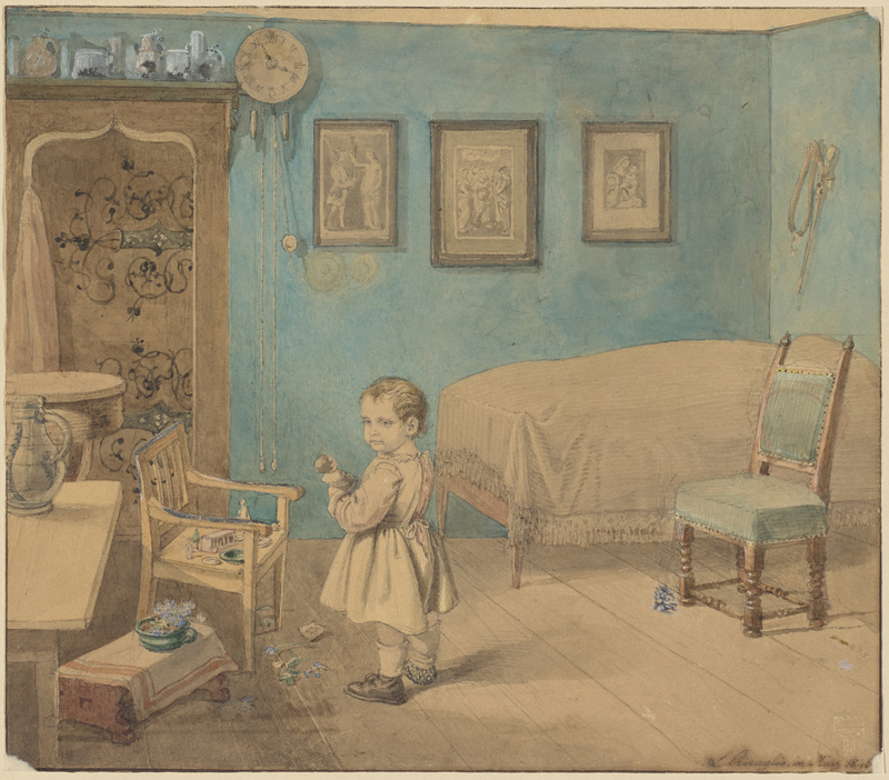 Lorenz Quaglio, Interieur mit Kind (Frieda Quaglio auf Schloß Kaltenberg)