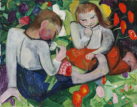 Maria Franck-Marc, Two Children Among Flowers, c. 1912, Private collection. Photo: Walter Bayer