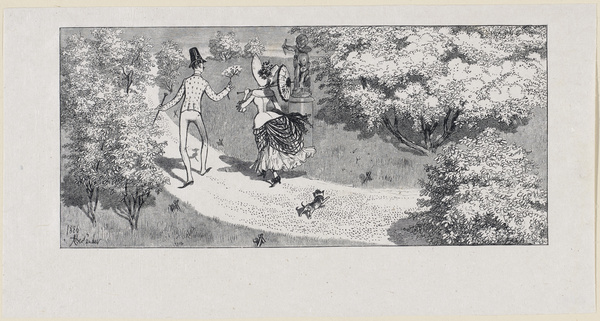 Adolf Oberländer, Metamorphose (Stimmungsbild aus dem Stadtpark), Oberländer-Album VI,28; Fliegende Blätter Nr. 2170 (1887), 1886