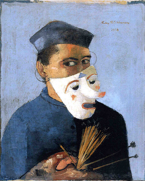 Felix Nussbaum, Selbstbildnis mit Maske, 1928, Öl auf Leinwand, Privatsammlung. Foto: Privatsammlung