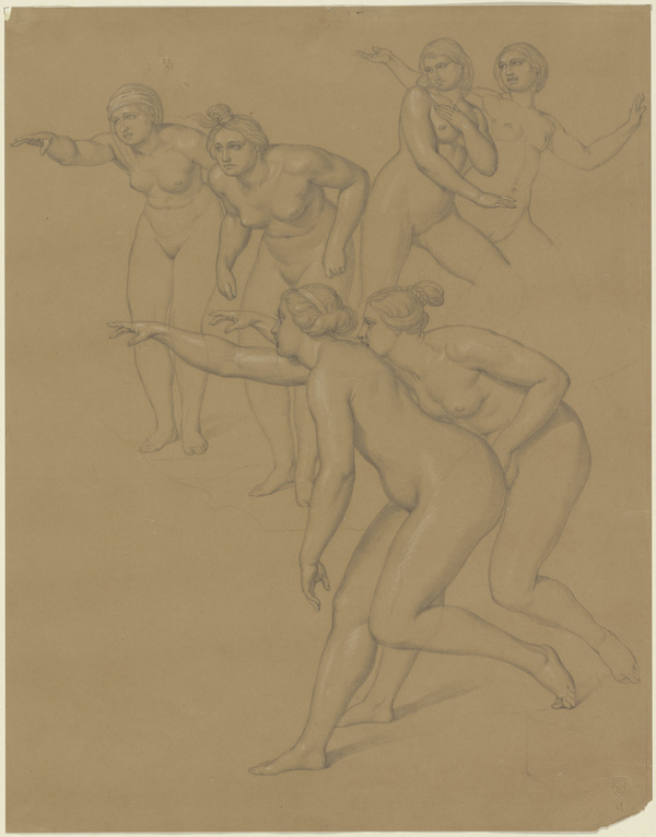 Bonaventura Genelli, Sechs weibliche Akte (Studie zu Raub der Europa, 1859)