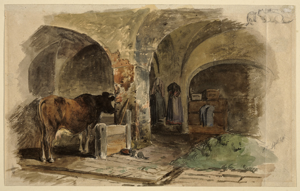 Friedrich Voltz, Stall mit Kuh, n. d.