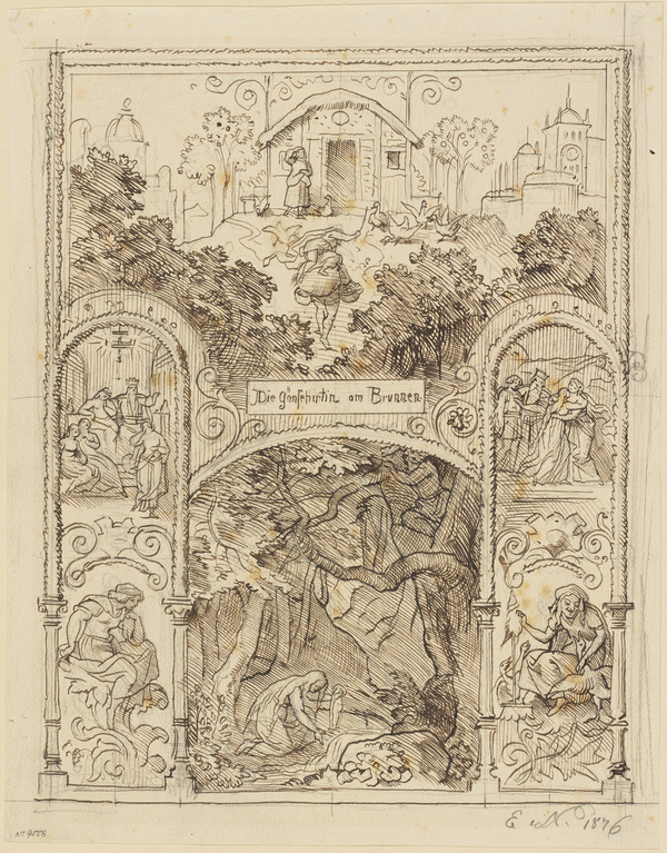 Eugen Napoleon Neureuther, Die Gänsehirtin am Brunnen, 1876