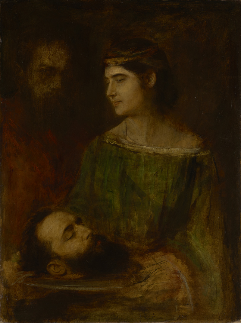 Franz von Lenbach, Tochter des Herodias mit dem Haupt des Johannes; Halbfigur stehend, 1878