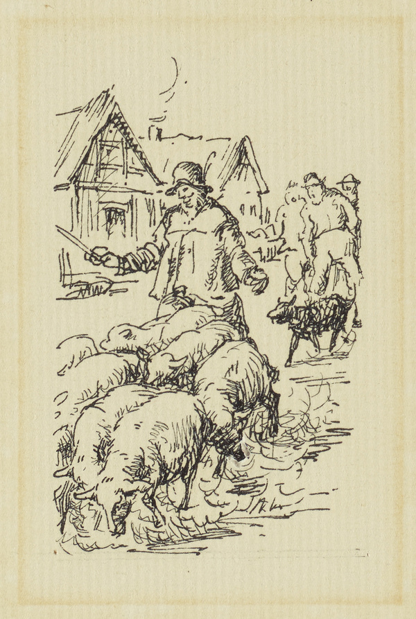 Carl Max Schultheiß, Der große und der kleine Klaus - 5 Blätter aus Grimm's Märchen