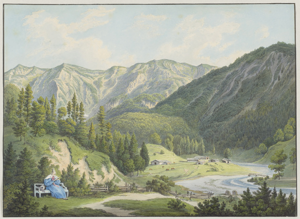 Wilhelm Scheuchzer, Die sieben Sennhütten in der Nähe von Wildbad Kreuth, um 1835