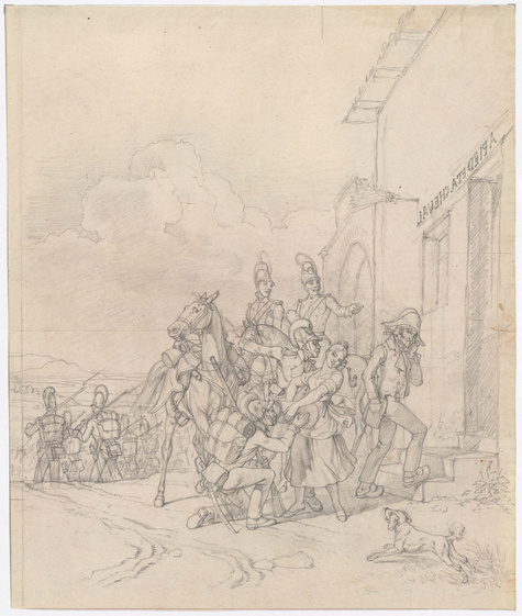 Carl Wilhelm Freiherr von Heideck, Vor der Schänke. Bayerische Soldaten vor einem Bauernwirtshaus