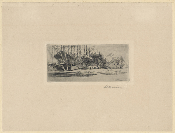 Sion Longley Wenban, Tümpel vor dem Dorf mit Pappelallee, Schleißheim