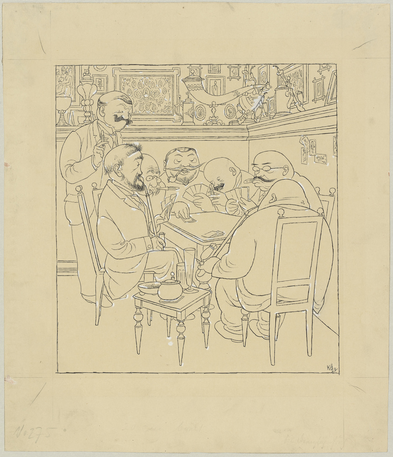 Karl Arnold, Berliner Bilder XVII - Grossberliner Kleinbürger (Stammeseijenart muss jewart bleiben. Wir haben den Skat, lassen wa den Bayern ihren Tarock.), 1922