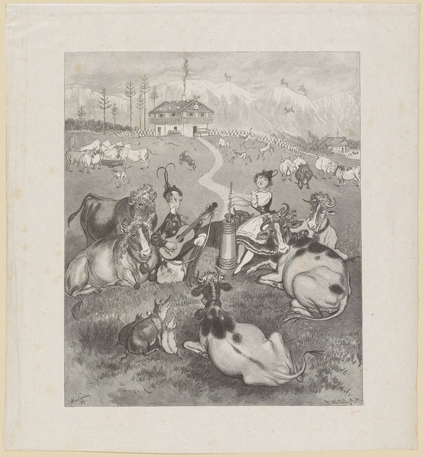 Adolf Oberländer, Wie es auf der Alm eigentlich sein sollte; Auf der Alm, 1884