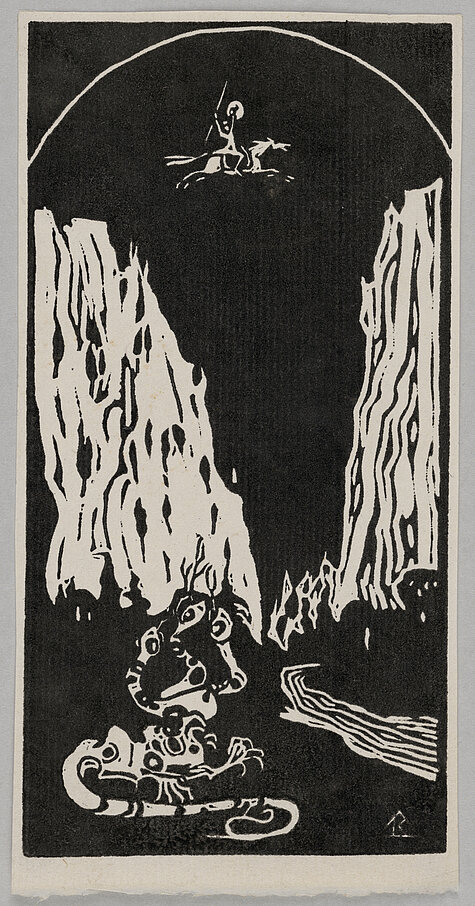 Wassily Kandinsky, Dreiköpfiger Drache (Erster Zustand), 1903