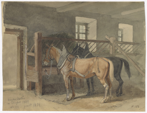 Carl Wilhelm Freiherr von Heideck, Zwei Pferde im Stall