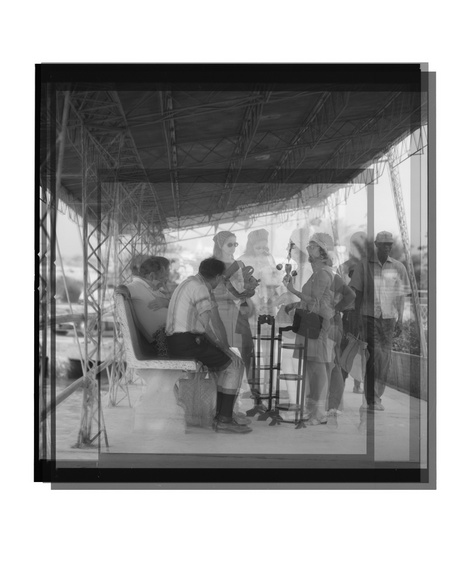 U5, Tourists, layering of photographs by Leonore Mau, 2025. © U5 and bpk / S. Fischer Stiftung / Leonore Mau