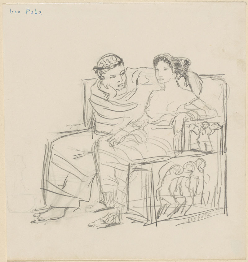 Leo Putz, Vornehmes Römer-Paar auf einer Bank