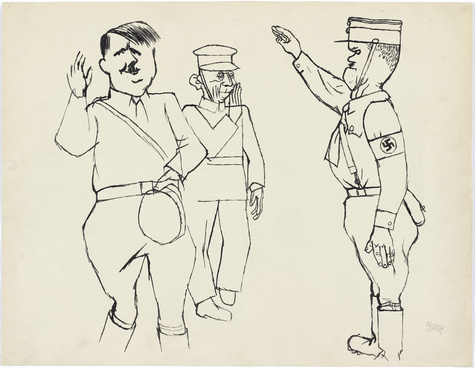 George Grosz.
"Heil Hitler!", 1930.
Städtische Galerie im Lenbachhaus und Kunstbau München.
Donation Sebastian Schnitzenbaumer
© Estate of George Grosz, Princeton, N.J. / VG Bild-Kunst, Bonn 2022