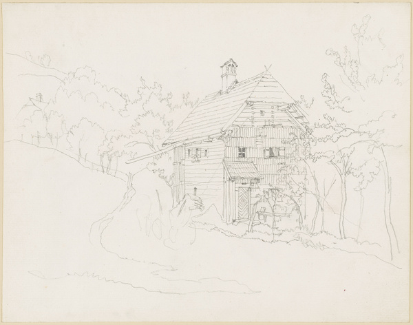 Lorenz Quaglio, Schmales Bauernhaus, mit Holzbrettern verschalt