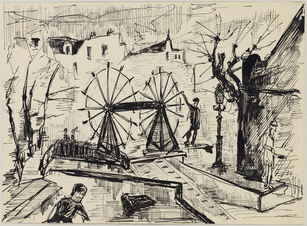 Adriaan Korteweg, Figurenstudie mit Mühlrad, 1913