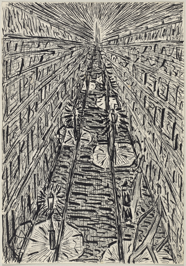 Adriaan Korteweg, Straße mit Laternen, 1913