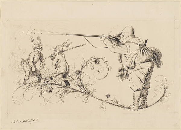 Adolf Oberländer, Kostüm für Treiberbuben; rückseit. u. re.: Hasen-Kostüm