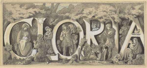 Franz von Pocci, Entwurf (1) zum Gloria Anbetung der Hirten