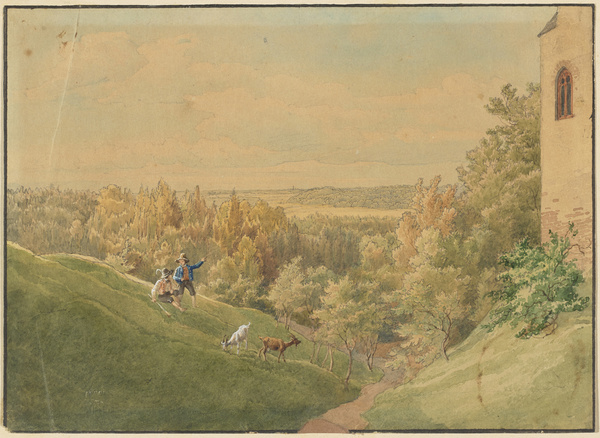 Lorenz Quaglio, Bei Schloß Kaltenberg (auf der Wiese zwei Bauernbuben mit zwei Ziegen)