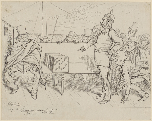 Adolf Oberländer, Eine Schreckensszene auf einem Dampfschiff, 1883
