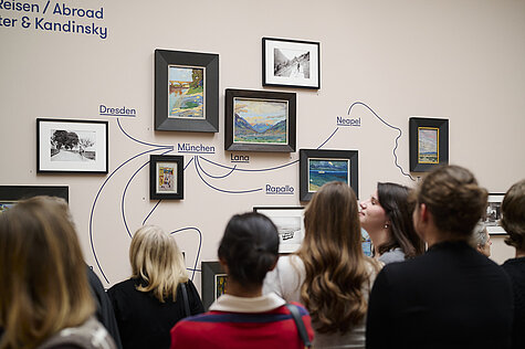 Ausstellungsansicht, Über die Welt hinaus. Der Blaue Reiter, Städtische Galerie im Lenbachhaus und Kunstbau München, 2026. Foto: Lukas Schramm, Lenbachhaus