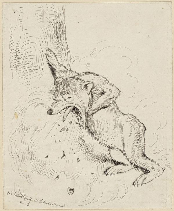 Adolf Oberländer, Die Tabakspfeife als Lebensretterin No 3- Vorzeichnung zu den Holzschnitten in den Fliegenden Blättern Nr. 1900 (1881)