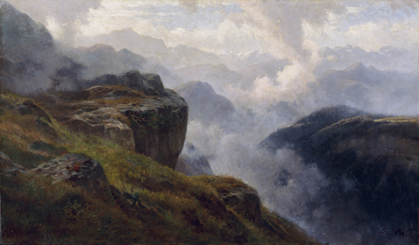Paul Weber, Im bayerischen Gebirge aufkommender Nebel, undatiert