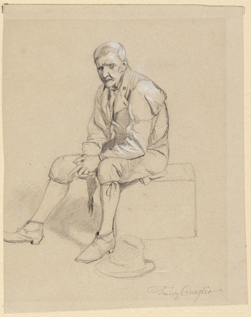 Franz Quaglio, Sitzender Mann, mit Hut am Boden