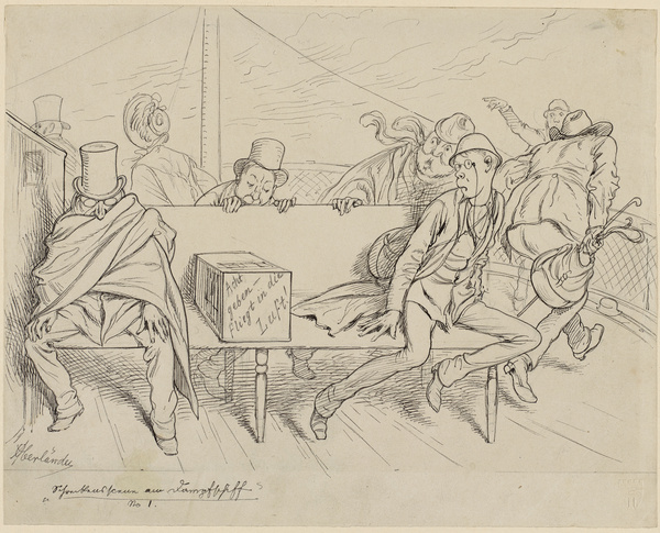 Adolf Oberländer, Eine Schreckensszene auf einem Dampfschiff, 1883