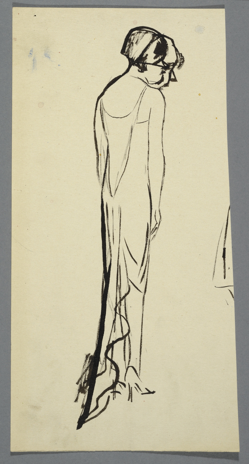 Karl Arnold, Skizzen- und Studienblatt (Studie zu einer Frau im Abendkleid)