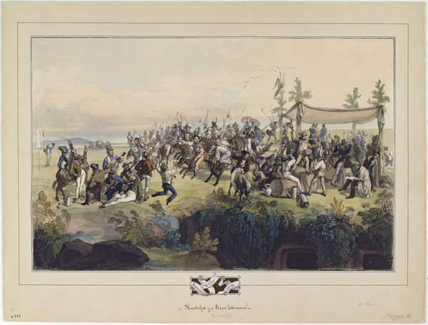 Theodor Leopold Weller, Eselrennen auf dem deutschen Künstlerfest bei den Cervaro-Grotten, 1832/33