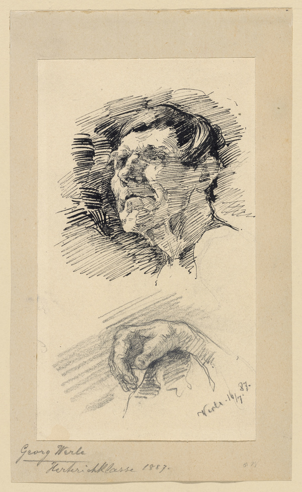Georg Werle, Kopf- und Handstudie, 1887