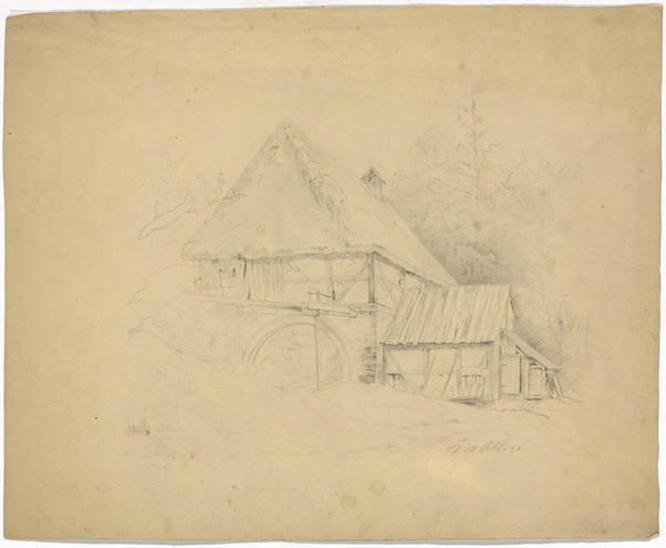 Otto Gebler, Alte Mühle mit Strohdach, 1955