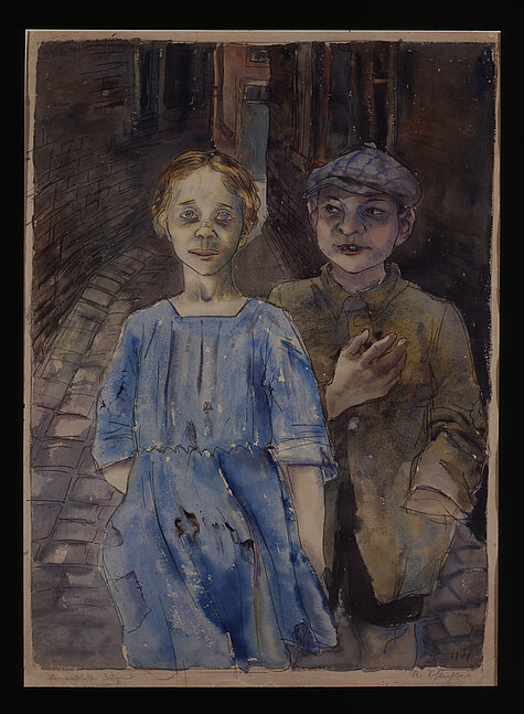 Rudolf Schlichter, Verwahrloste Jugend, ca. 1925–26, Aquarell und Tuschfeder auf Papier,
Privatsammlung. Foto: Privatsammlung
