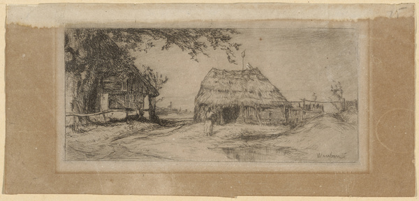 Sion Longley Wenban, Strohhütte und Bauernhaus mit Eiche