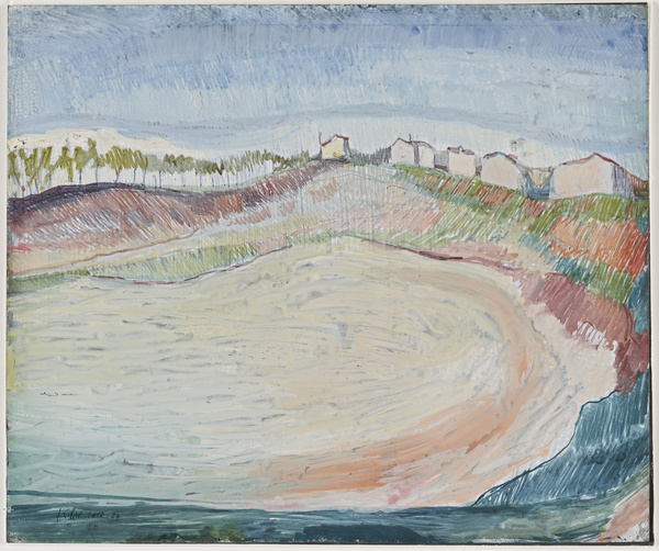Paul Klee, Oberwiesenfeld, Militärkiesgrube Oberwiesenfeld, links Allee, rechts die ersten Häuser von Milbertshofen, 1910, 59 (B)