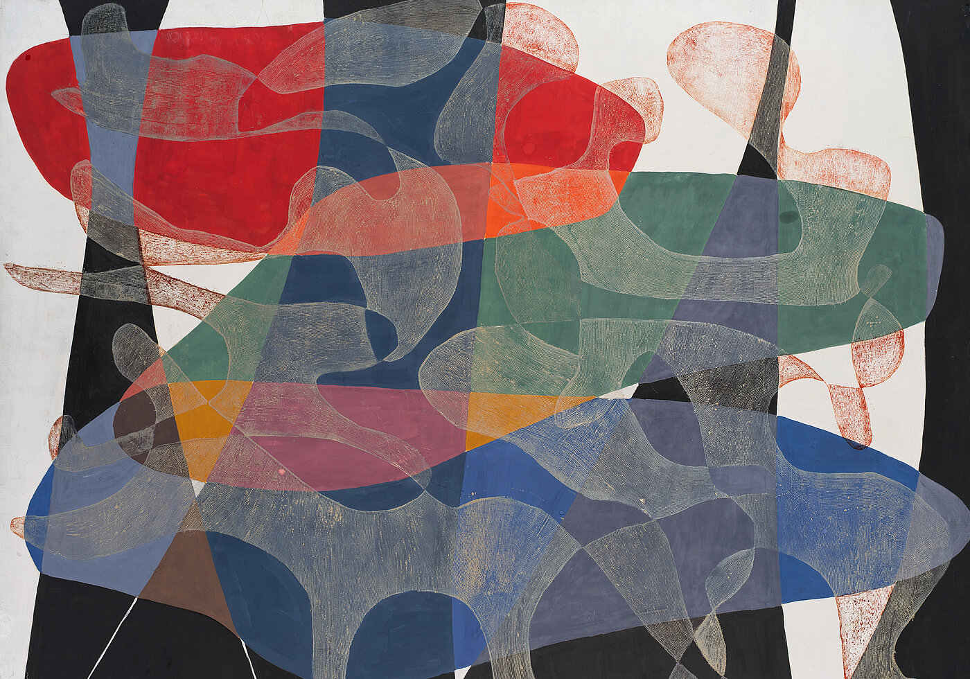 Maria Jarema, Penetracje I (Durchdringung I), 1957, Detail, Muzeum Sztuki, Łodz, © Rechtsnachfolge der Künstlerin