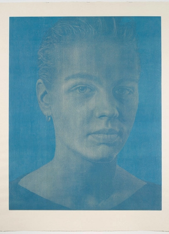 Franz Gertsch. Natascha IV., 1987/88, Holzschnitt, Blattgrösse 276 x 217 cm