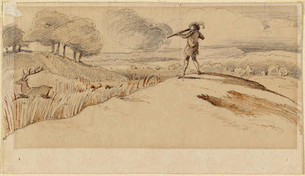 Franz von Pocci, Jäger schießt auf einen flüchtenden Hirschen