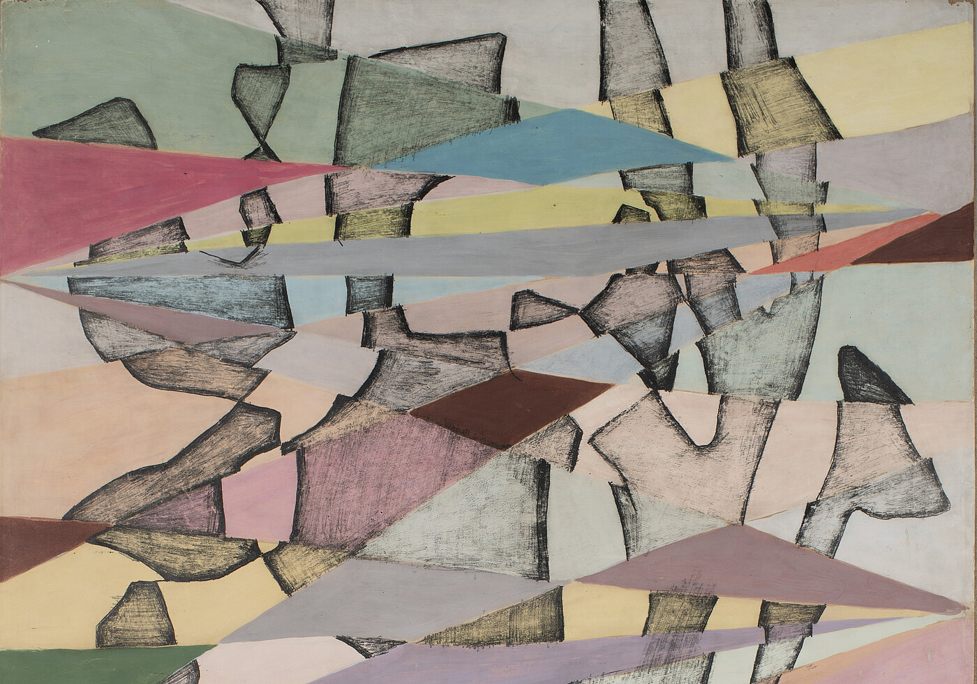 Maria Jarema, Kompozycja (Komposition), 1956, detail, Upper Silesian Museum in Bytom (Muzeum Górnośląskie w Bytomiu), © Estate of the artist, Photo: W. Szołtys