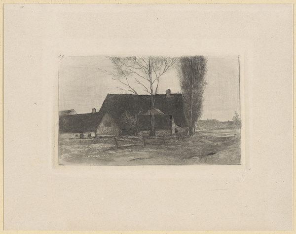 Sion Longley Wenban, Bauerngehöft mit Pappel und kahlem Baum