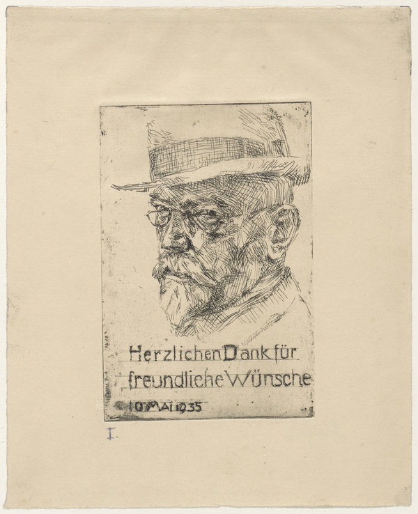 Heinrich Wolff, Selbstbildnis als Danksagung zum 60. Geburtstag 10.V.1935, 1935