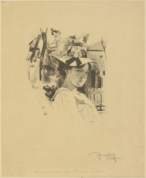 Heinrich Wolff, Sommerskizze - Junge Dame mit Hut